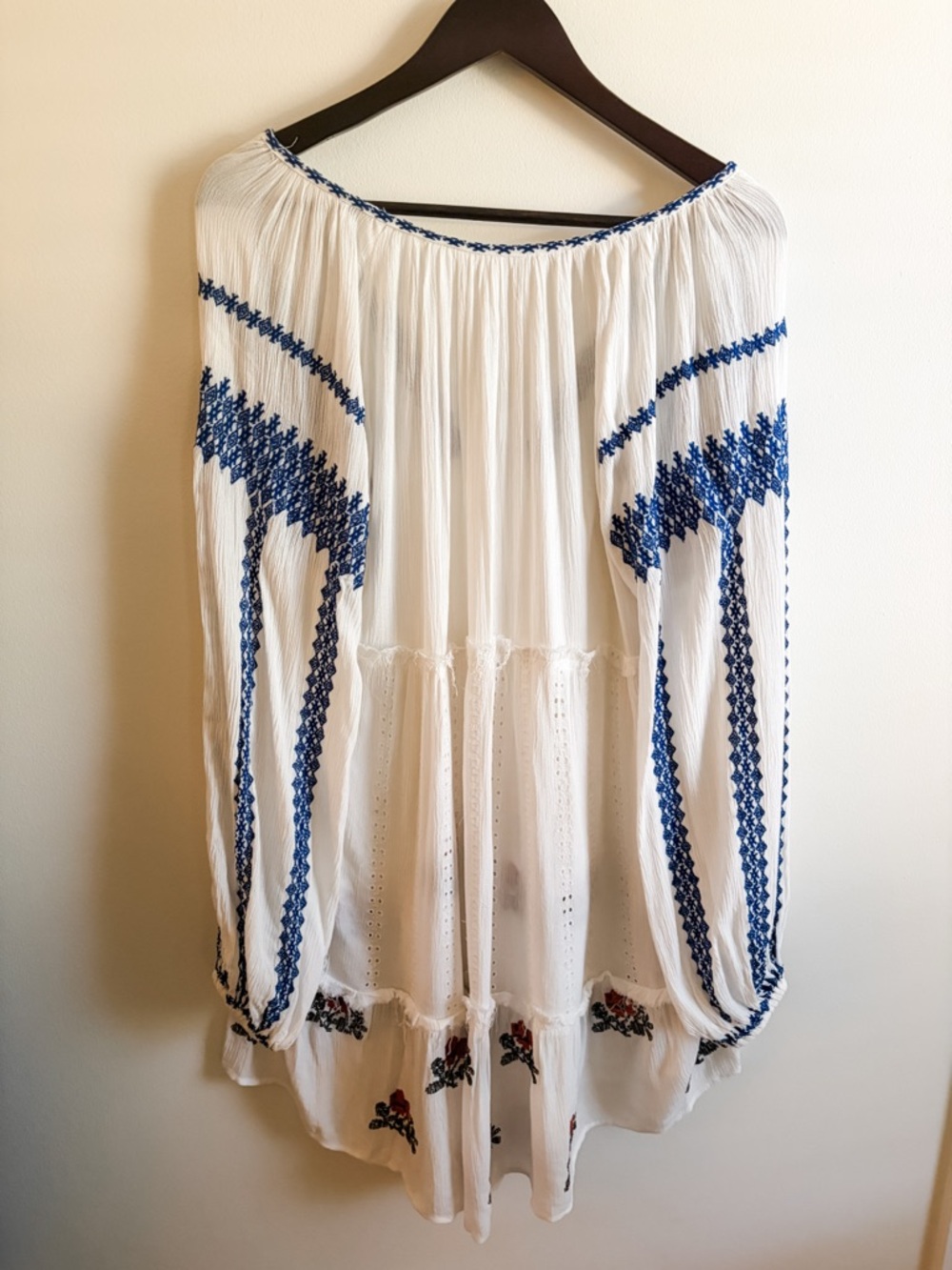 Free People Wild Horses Boho White Embroidered Mini Dress - Picture 11 of 16